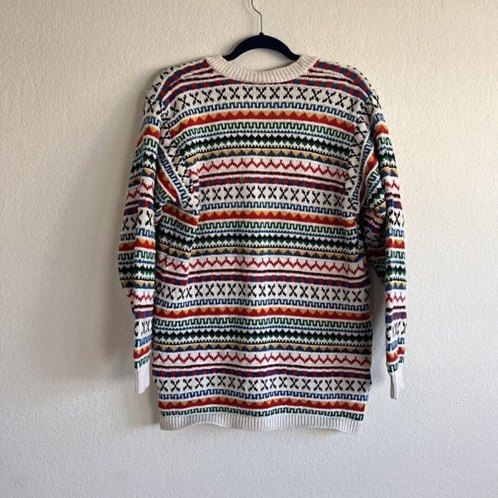 LizSport Vintage Fair Isle Oversized Cottagecore Cardigan Sweater Grandma Small - Picture 2 of 11